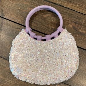 FINAL MARKDOWN NEW Moyna Mother of Pearl Bag Lavender lining leather handles